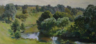 А.В.Пивень. Летний полдень. 2006 г. Холст, масло. 50х110.