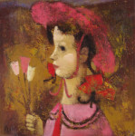 А.Л.Аранышев. Девочка с тюльпанами. 2006 г. 50х50 см. Холст, масло.