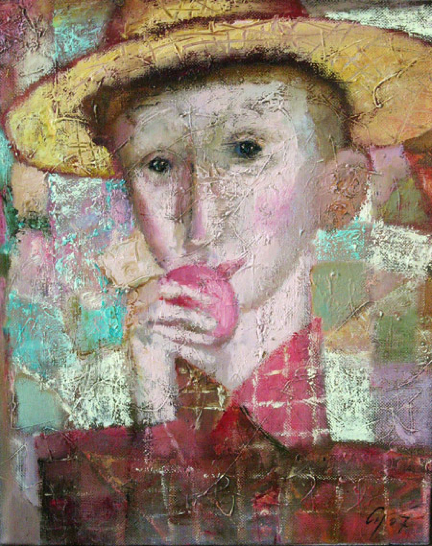 А.Л.Аранышев. Мальчик с яблоком. 2007 г. 50х40 см. Холст, масло.
