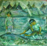 М.В.Реутова. Зелёное стёклышко. 1980. Б. акв., 64Х65.