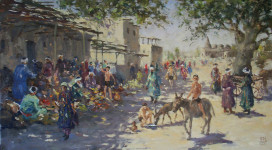 Д.Г.Пак. Бухара. Дети-водоносы. 40х75 см.