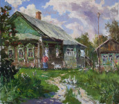 Д.Г.Пак. Деревенский дворик. 2016. 60х70 см.
