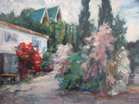 В.А. Назаренко. Крымский этюд с розами.2006. Х., м. 50х60 см.