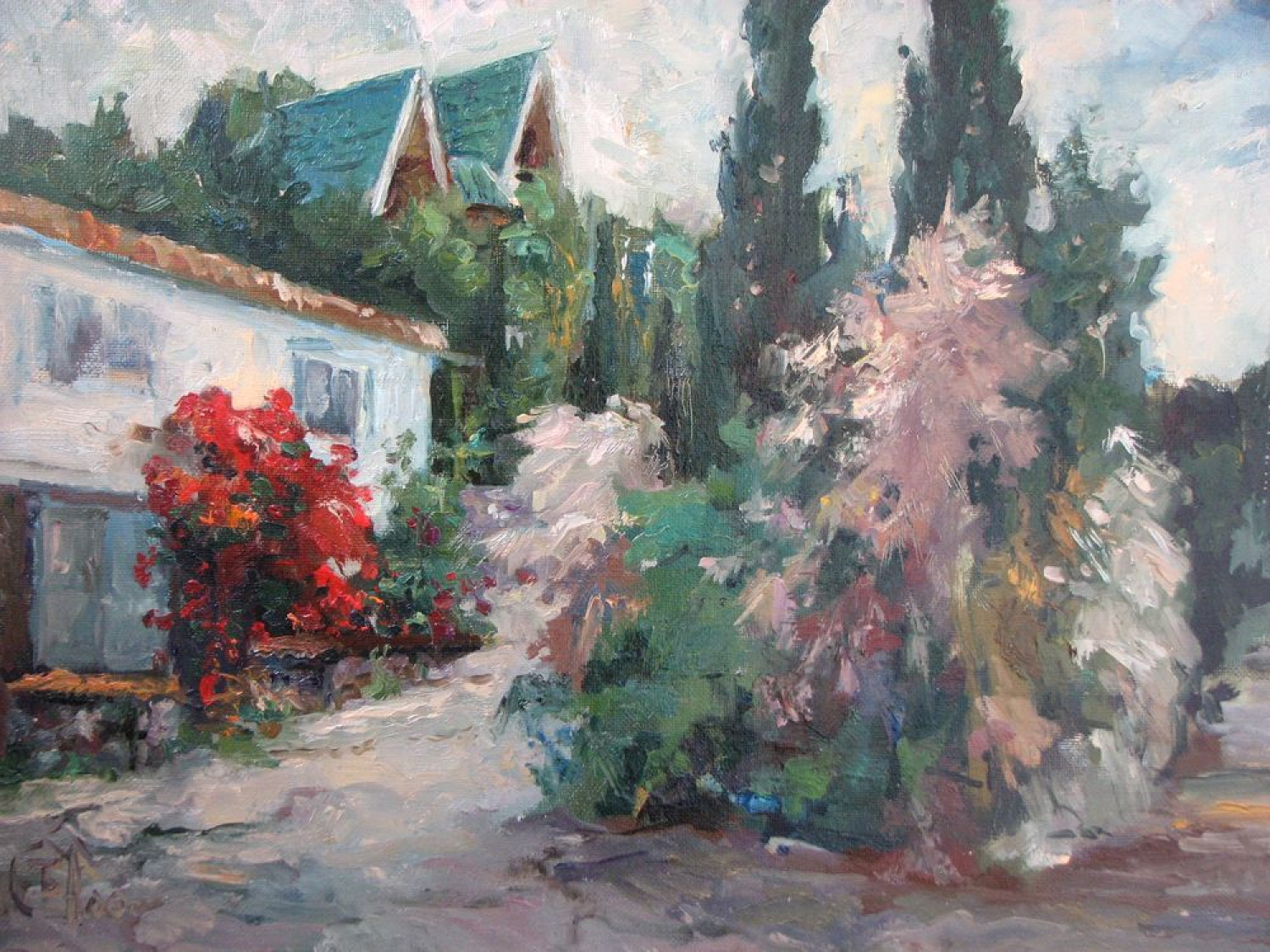 В.А. Назаренко. Крымский этюд с розами.2006. Х., м. 50х60 см.