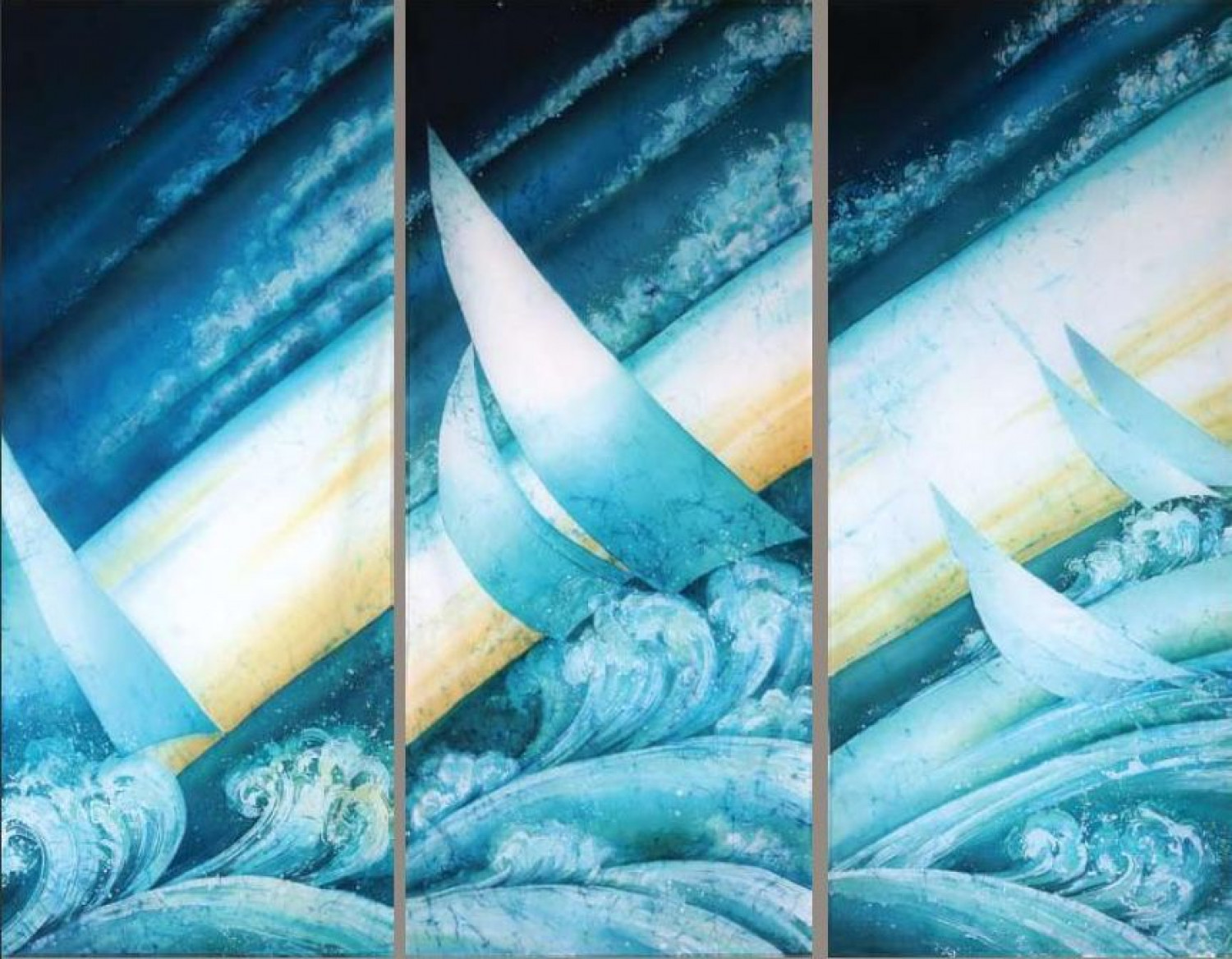 Н.А.Молодцова. Всадники моря. 2012 г. Хлопок, горячий батик. 195х80 см. (3)