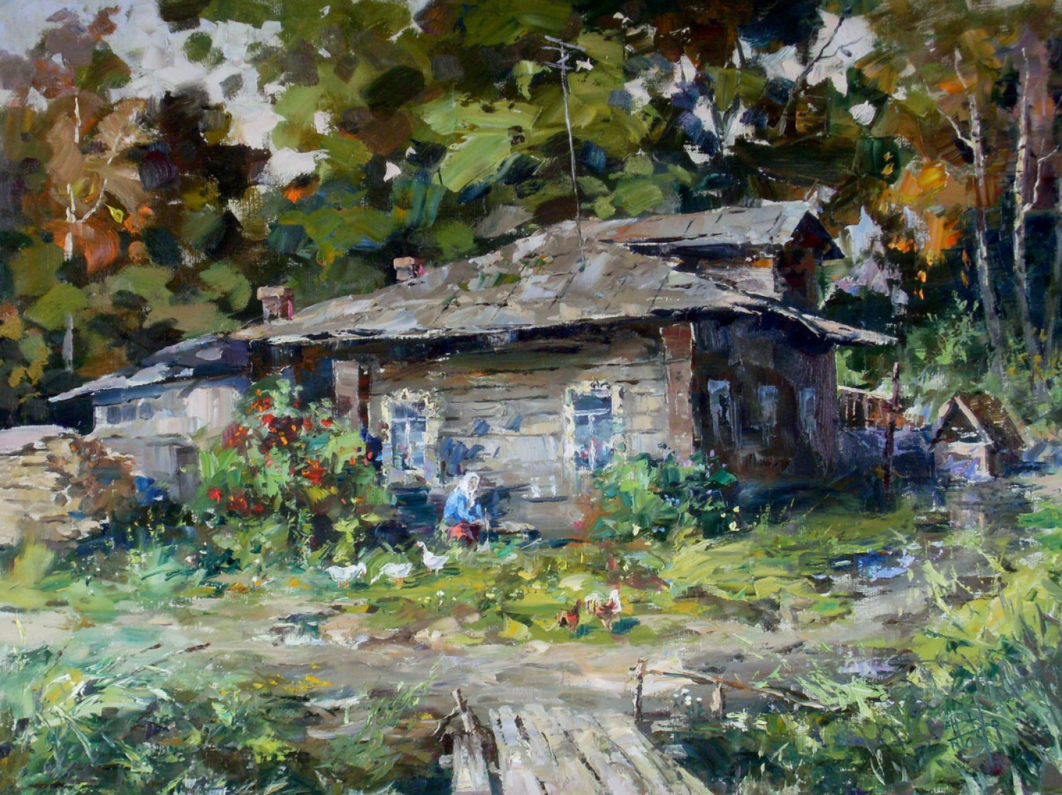 Д.Г.Пак. Осень в деревне. 60х80 см.