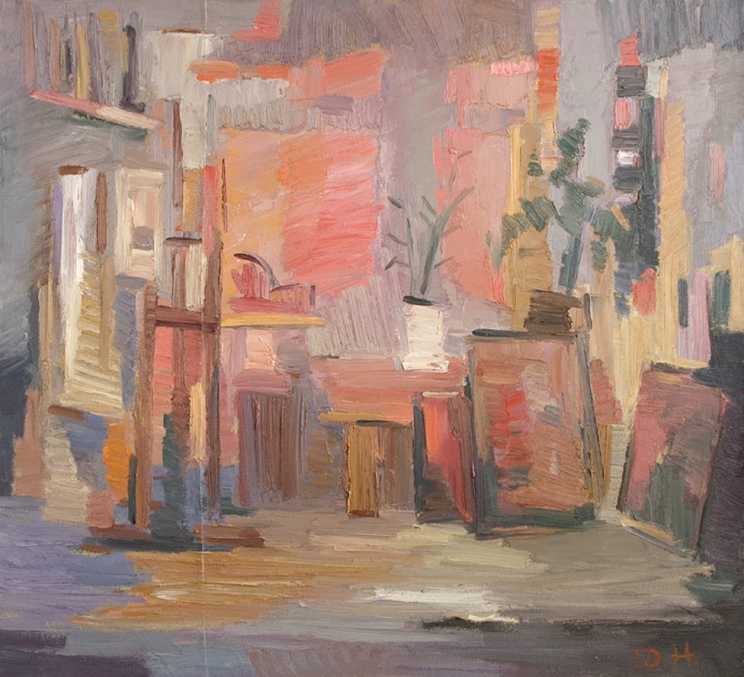 Д.Г.Новиков. В мастерской. 2008. 100х110 см., холст, масло.