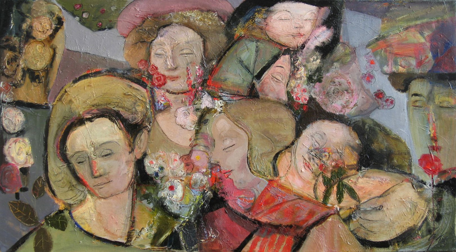 А.Л.Аранышев. Женщины и цветы. 2014 г. 50х80 см. Холст, масло.